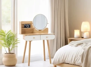 Туалетний стіл із дзеркалом CHOMIK дерево/білий