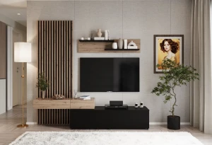 Меблева стінка CAMINO HALMAR дуб артизан/чорний