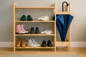 Стелаж для взуття CHOMIK 4-рівневий з додатковою поличкою бамбук