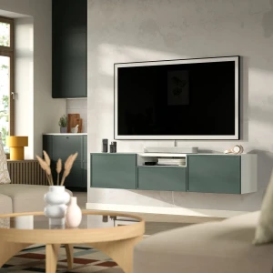 Тумба під телевізор BESTÅ IKEA білий/Крукмакаре темно-сіро-зелений