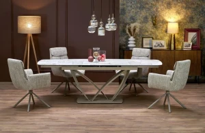 Стіл обідній розкладний BENJAMIN HALMAR бежевий мармур/кашемір