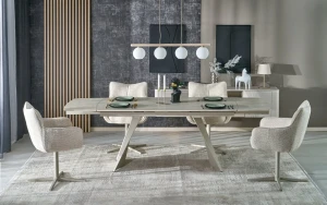 Стіл обідній розкладний ARMANI HALMAR травертін/кашемір