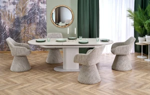 Стіл обідній розкладний FALONE HALMAR світлий травертін/кашемір