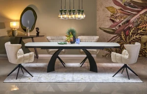 Стіл обідній розкладний VITRUS HALMAR світлий травертін