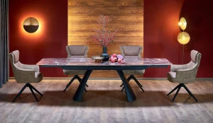 Стіл обідній розкладний MARVIN HALMAR бордовий мармур