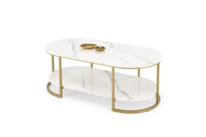 Стіл журнальний KALUA HALMAR білий мармур/золотий