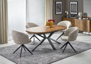 Стіл обідній розкладний JASON HALMAR горіх/чорний Стіл обідній розкладний JASON HALMAR горіх/чорний