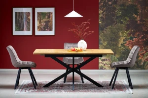 Стіл обідній розкладний HOLTER HALMAR дуб золотий/чорний Стіл обідній розкладний HOLTER HALMAR дуб золотий/чорний