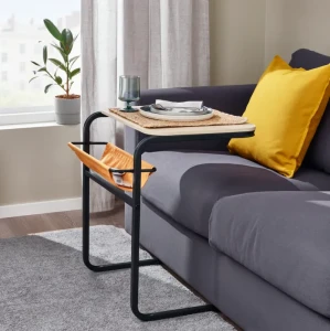 Стіл журнальний приставний OLSERÖD IKEA антрацит/темно-жовта імітація берези