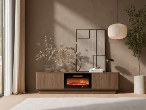 Тумба під телевізор з електрокаміном  RTV 180 EF Darco Cama горіх елегант