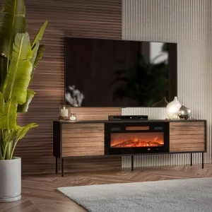 Тумба RTV 180 EF з електрокаміном CORTINA CAMA горіх